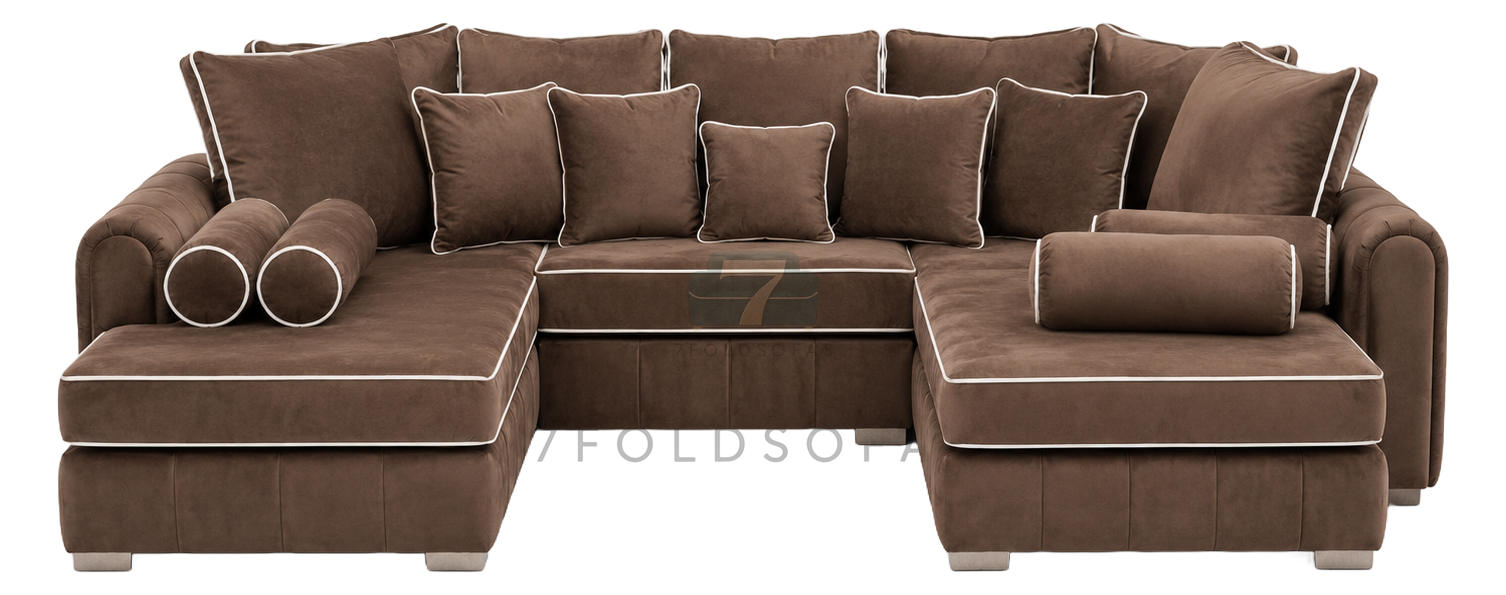 7FoldSofas Lilly U-Shape sofa in brown velvet